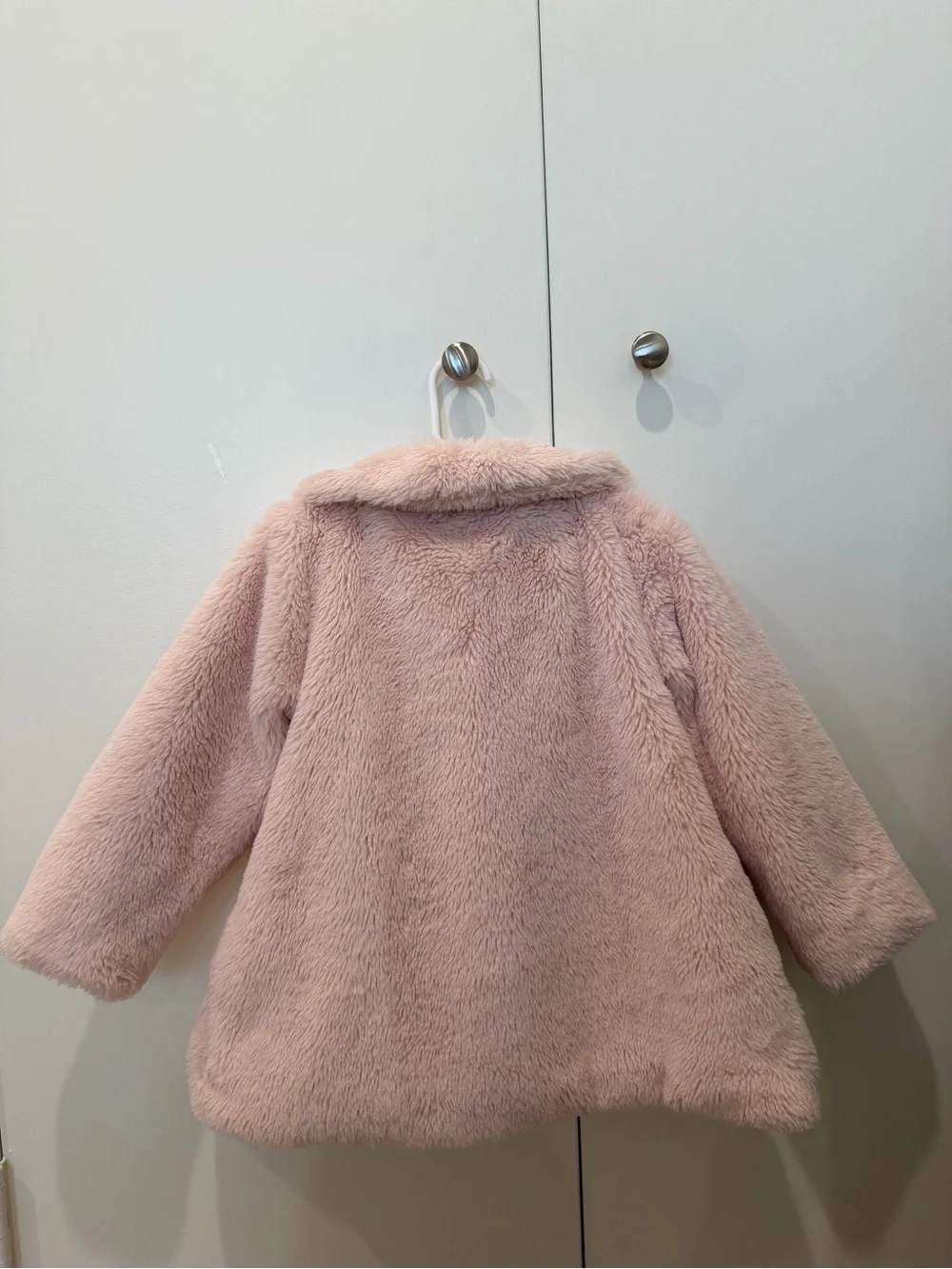 Pink Faux Fur Kids Coat with Peter Pan Collar